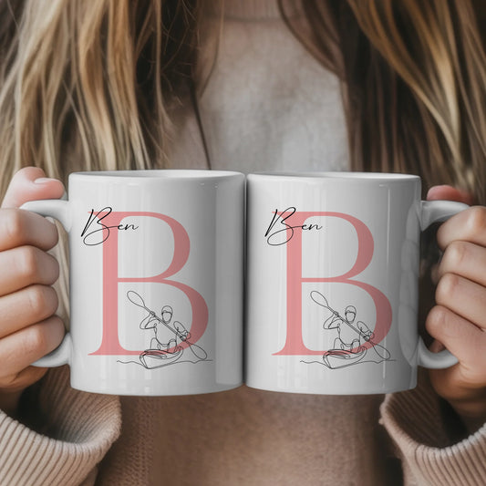 Personalisierte Tasse Mit Name Lineart Kajakfahren Kajakfahrer Geschenkidee 1