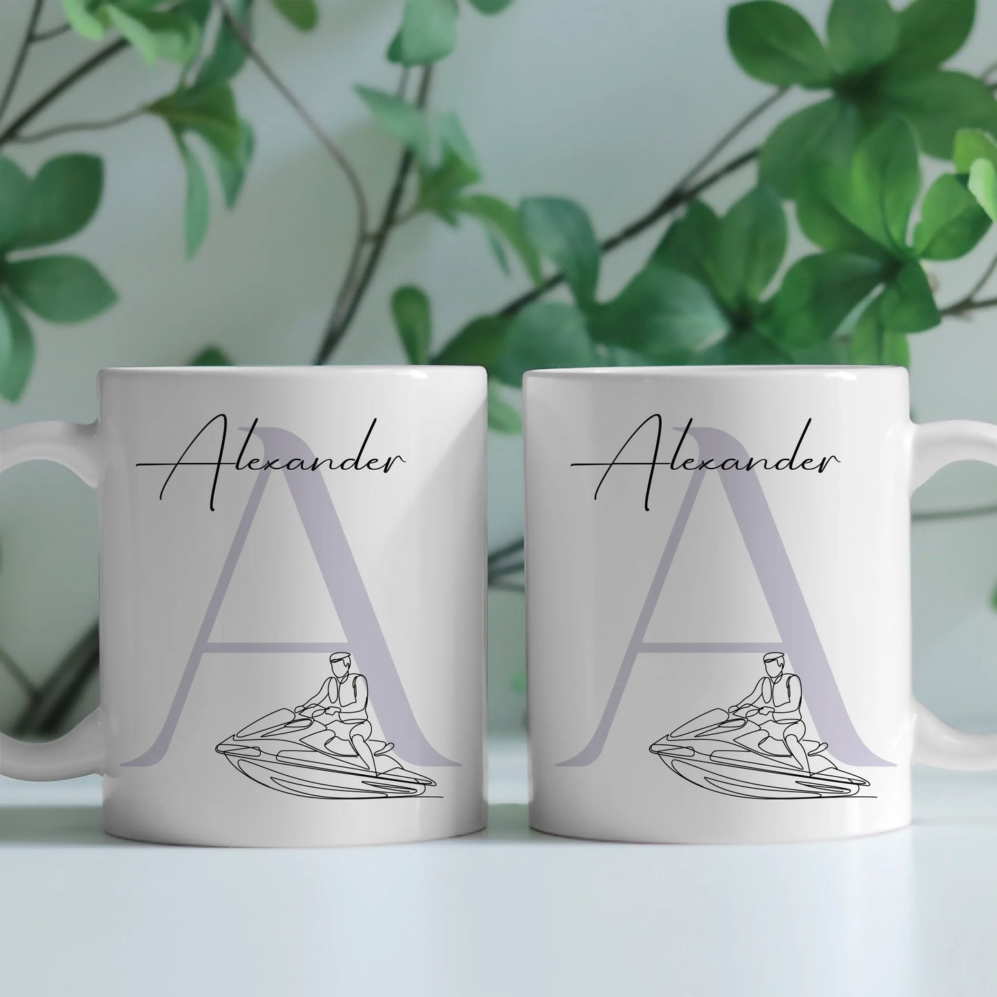 Personalisierte Tasse Mit Name Und Lineart Jetskifahren Für Jetskifahrer 2