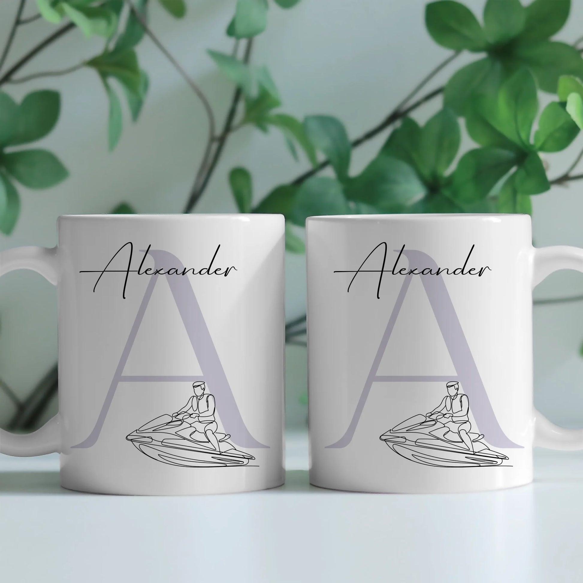 Personalisierte Tasse Mit Name Und Lineart Jetskifahren Für Jetskifahrer 2