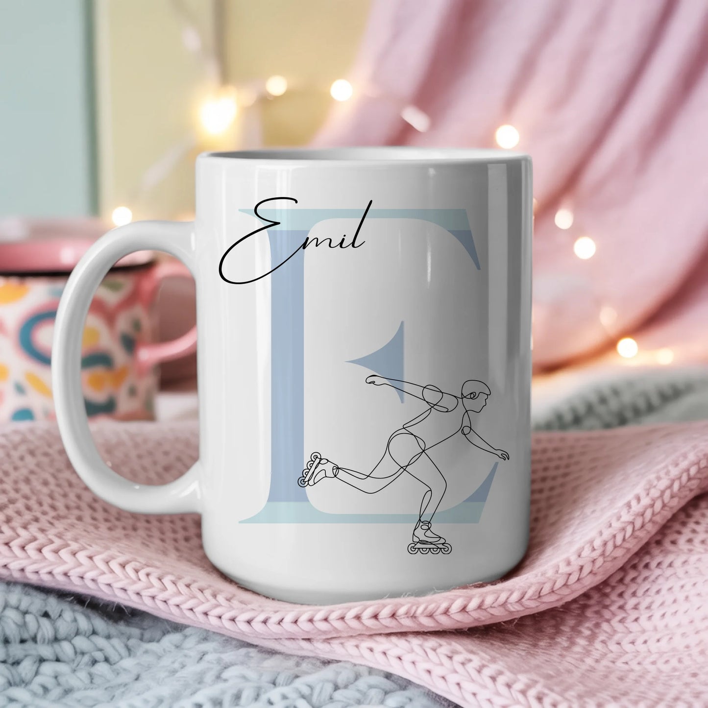 Kaffee Tasse Personalisiert mit Lineart Inline Skaten für Inline Skater Geschenkidee 3