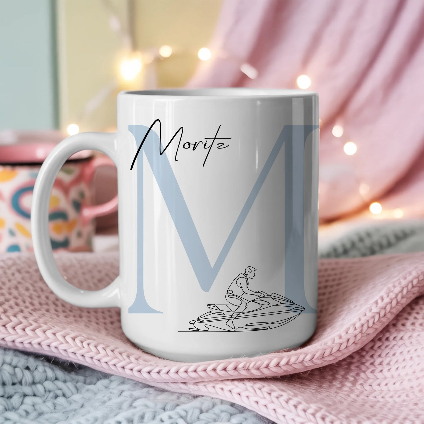 Personalisierte Tasse Mit Name Und Lineart Jetskifahren Jetskifahrer Geschenk 3