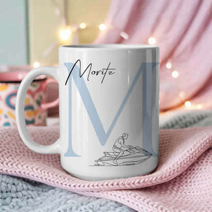 Personalisierte Tasse Mit Name Und Lineart Jetskifahren Jetskifahrer Geschenk 3