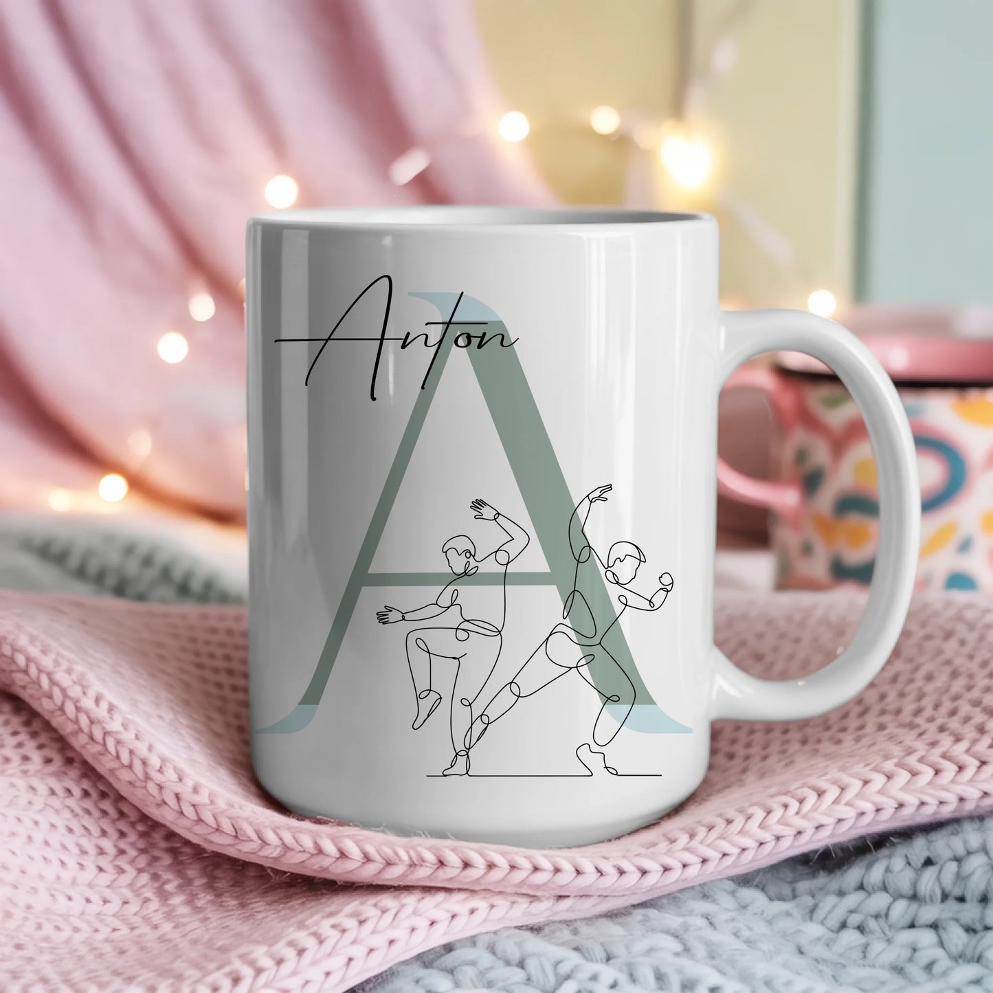 Personalisierte Tasse Mit Name Lineart Hip-Hop Hip-Hop-Tänzer Geschenk für Hip-Hop Fans 4
