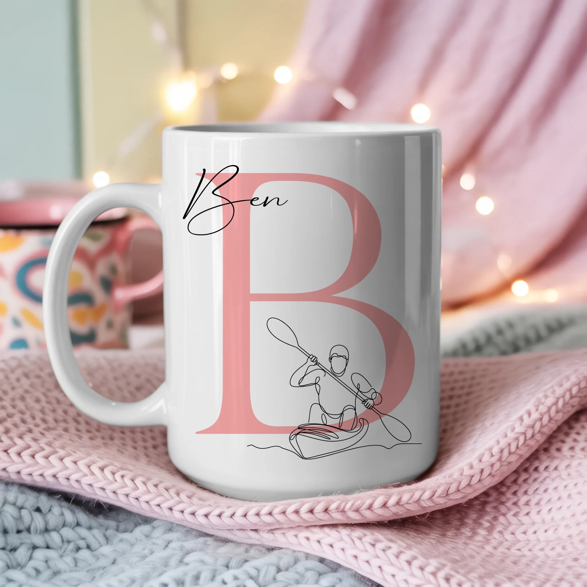 Personalisierte Tasse Mit Name Lineart Kajakfahren Kajakfahrer Geschenkidee 3