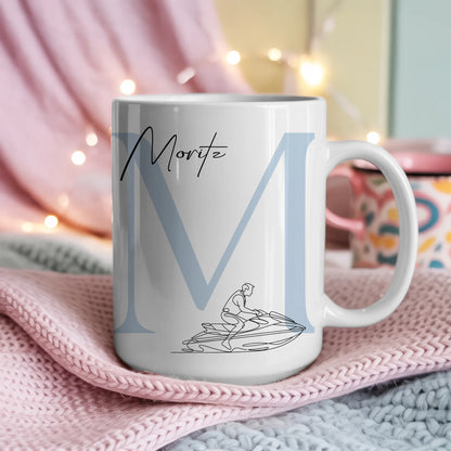 Personalisierte Tasse Mit Name Und Lineart Jetskifahren Jetskifahrer Geschenk 4