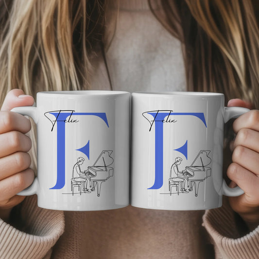 Personalisierte Tasse Mit Name Und Lineart Klavier Pianist Geschenkidee 1