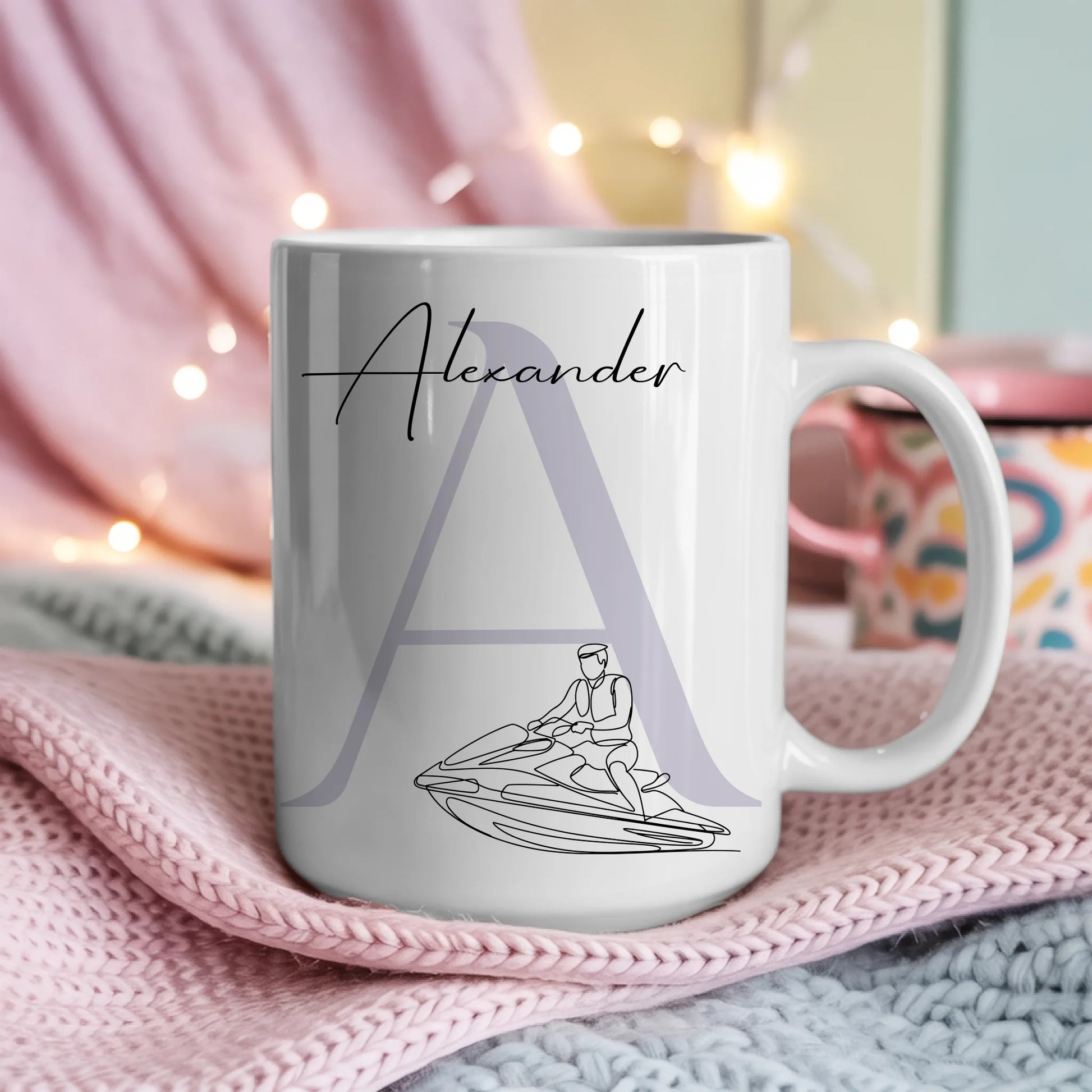 Personalisierte Tasse Mit Name Und Lineart Jetskifahren Für Jetskifahrer 4