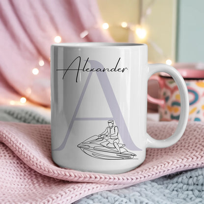 Personalisierte Tasse Mit Name Und Lineart Jetskifahren Für Jetskifahrer 4