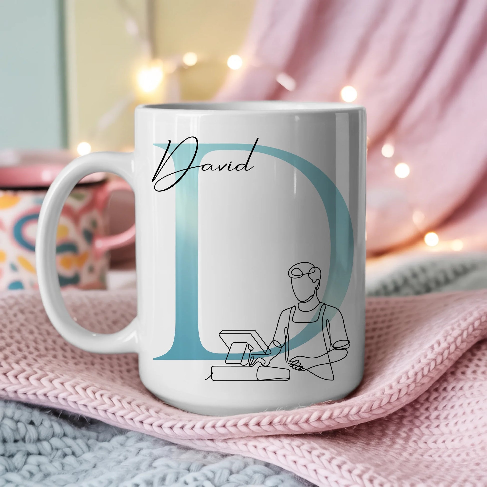 Personalisierte Tasse Mit Name Und Lineart Kassierer Kassierer Geschenk 3