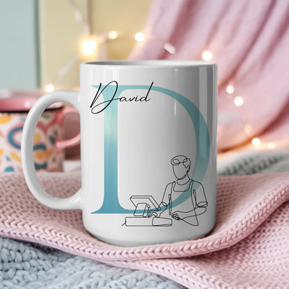Personalisierte Tasse Mit Name Und Lineart Kassierer Kassierer Geschenk 3