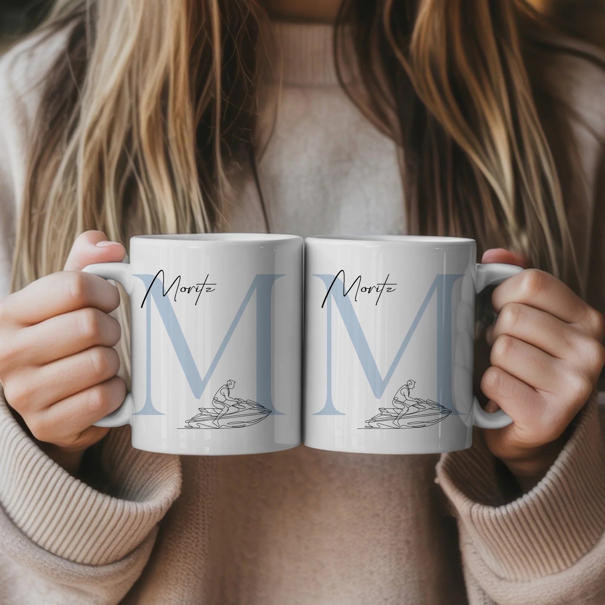 Personalisierte Tasse Mit Name Und Lineart Jetskifahren Jetskifahrer Geschenk 5