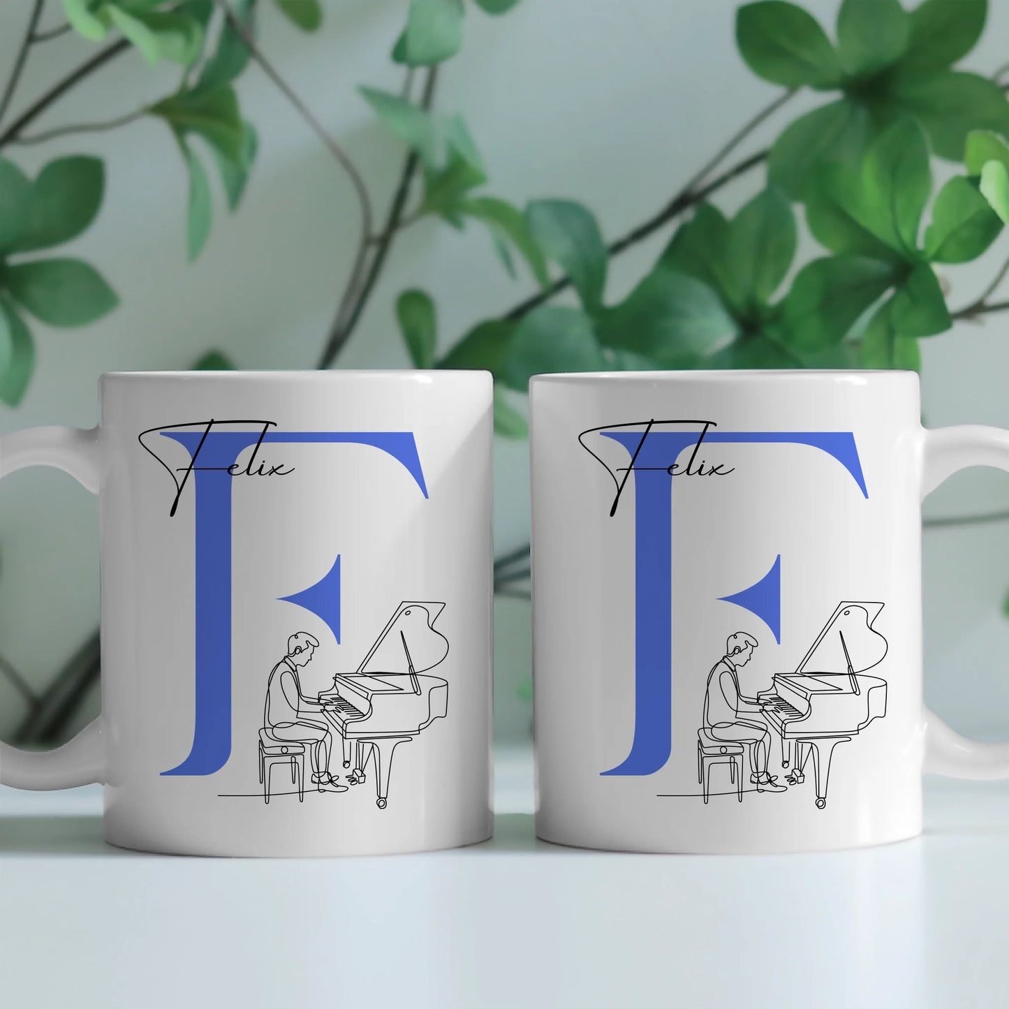 Personalisierte Tasse Mit Name Und Lineart Klavier Pianist Geschenkidee 2