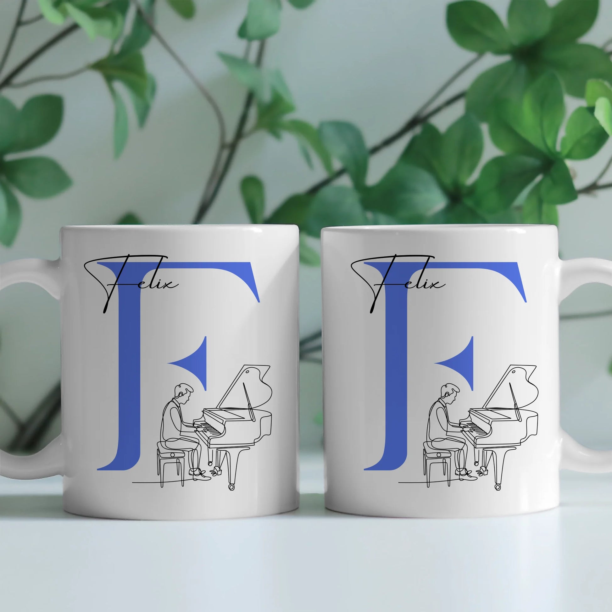 Personalisierte Tasse Mit Name Und Lineart Klavier Pianist Geschenkidee 2