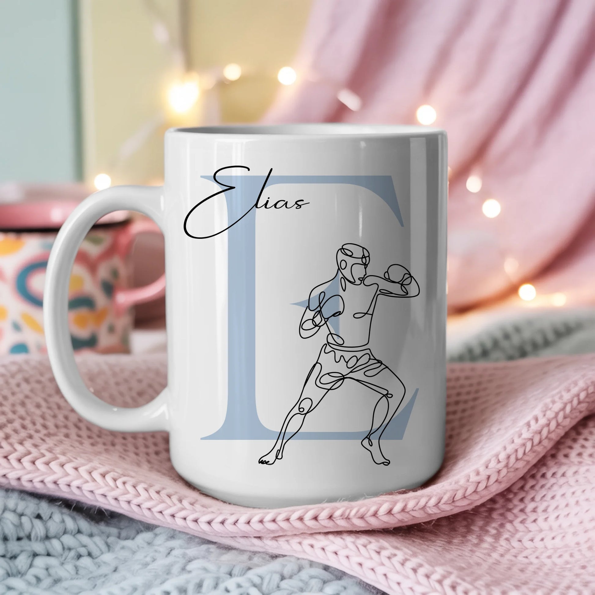 Personalisierte Tasse Mit Name Lineart Kickboxen Kickboxer Geschenk 3