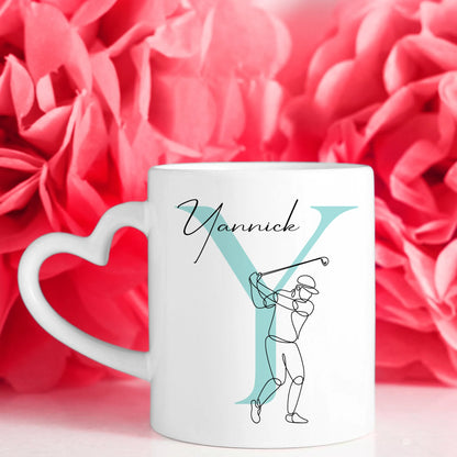 Personalisierte Kaffee Tasse mit Golf Lineart für Golfer Geschenk 7
