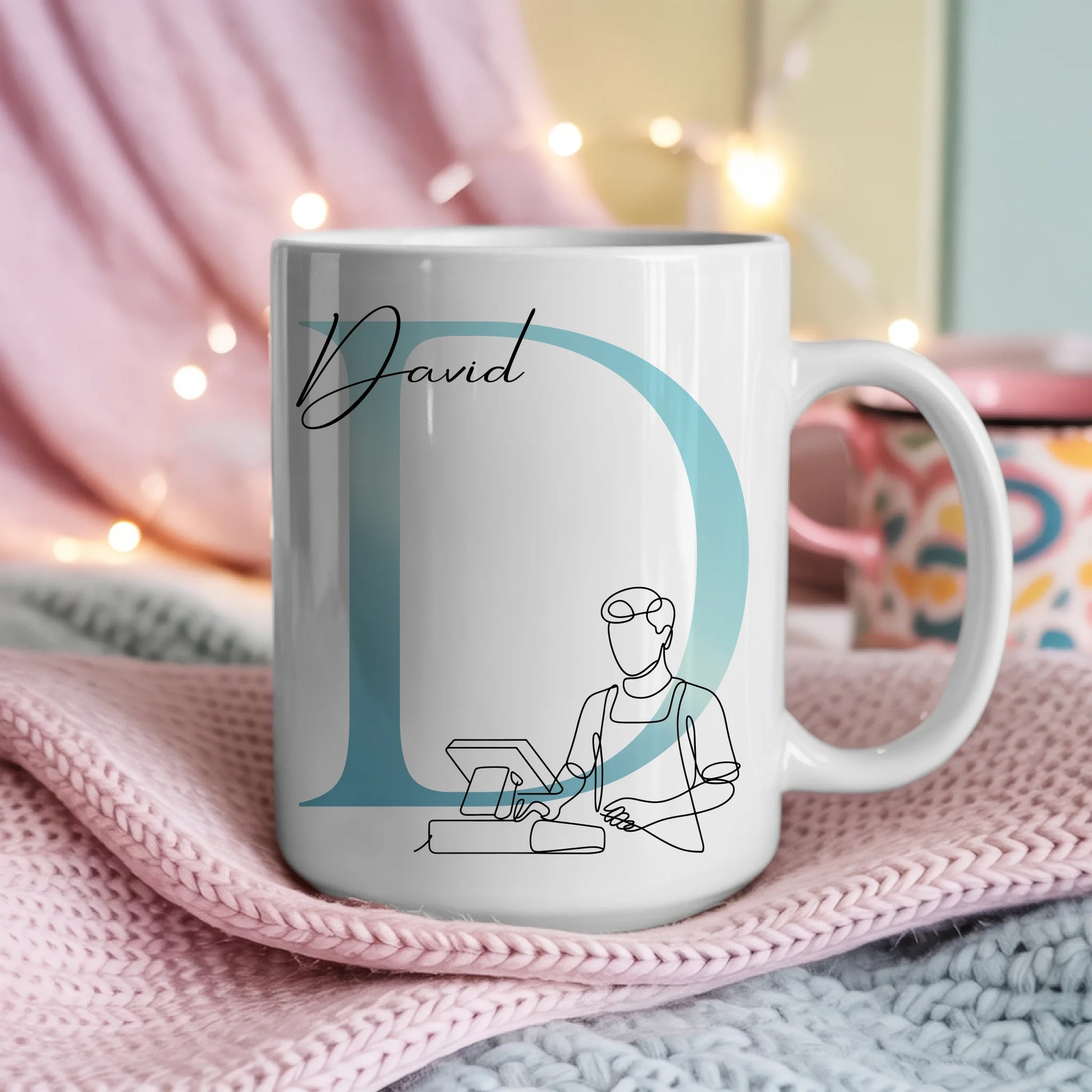 Personalisierte Tasse Mit Name Und Lineart Kassierer Kassierer Geschenk 4