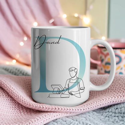 Personalisierte Tasse Mit Name Und Lineart Kassierer Kassierer Geschenk 4