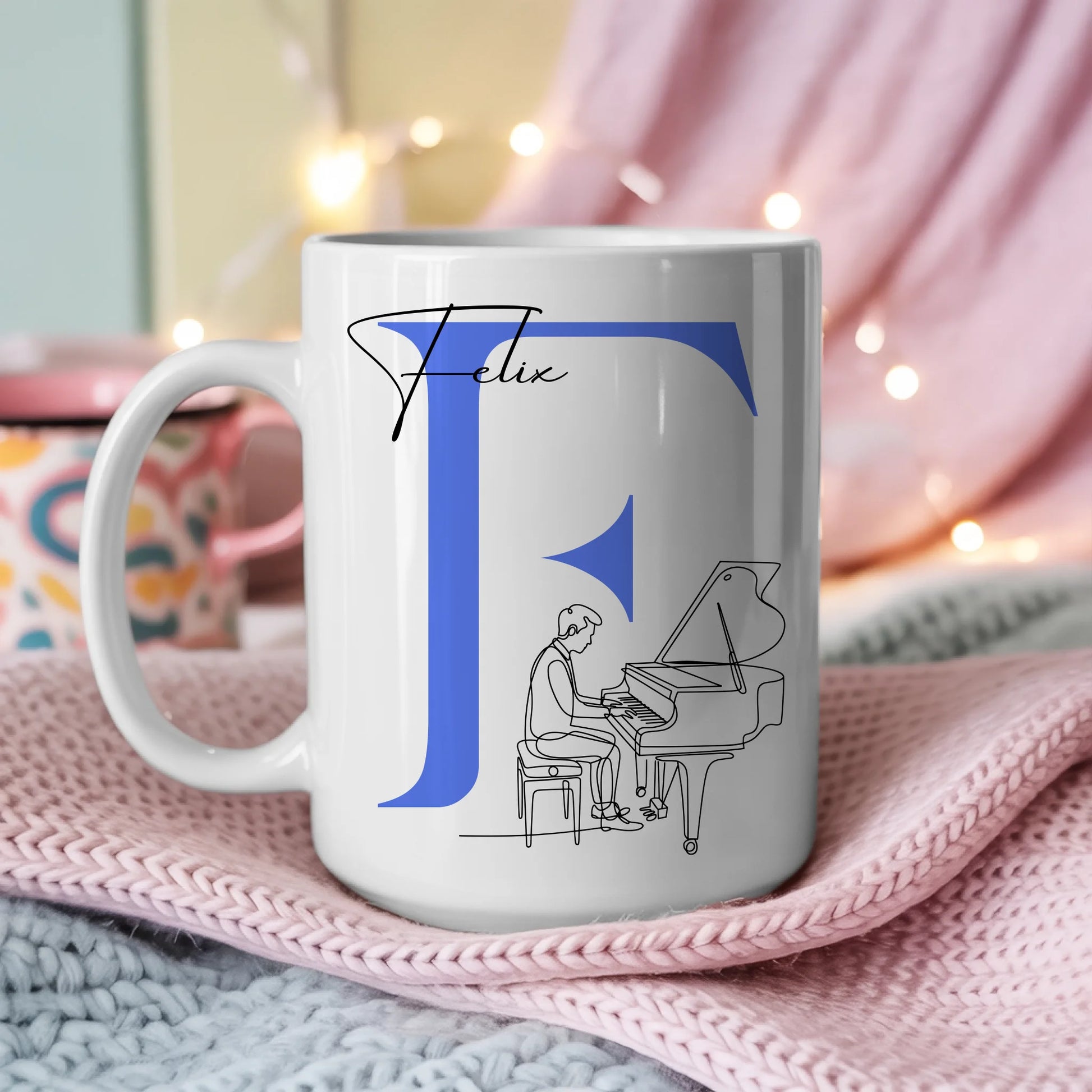 Personalisierte Tasse Mit Name Und Lineart Klavier Pianist Geschenkidee 3