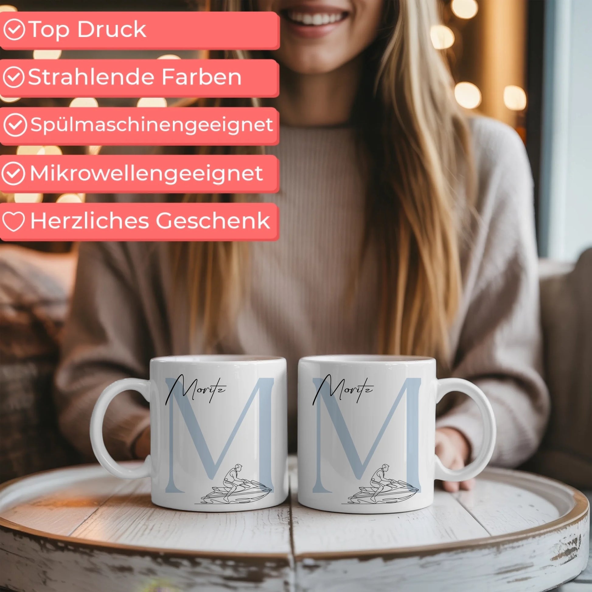 Personalisierte Tasse Mit Name Und Lineart Jetskifahren Jetskifahrer Geschenk 6