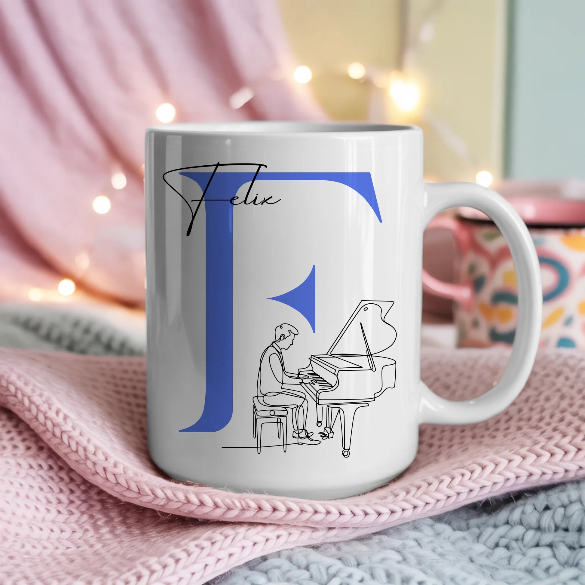 Personalisierte Tasse Mit Name Und Lineart Klavier Pianist Geschenkidee 4