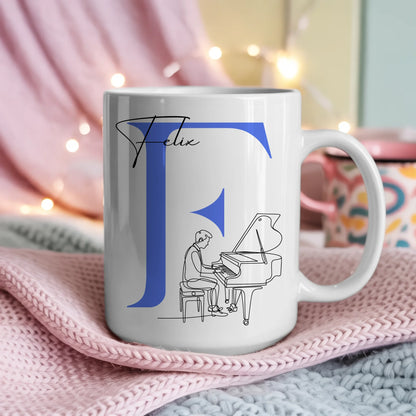 Personalisierte Tasse Mit Name Und Lineart Klavier Pianist Geschenkidee 4
