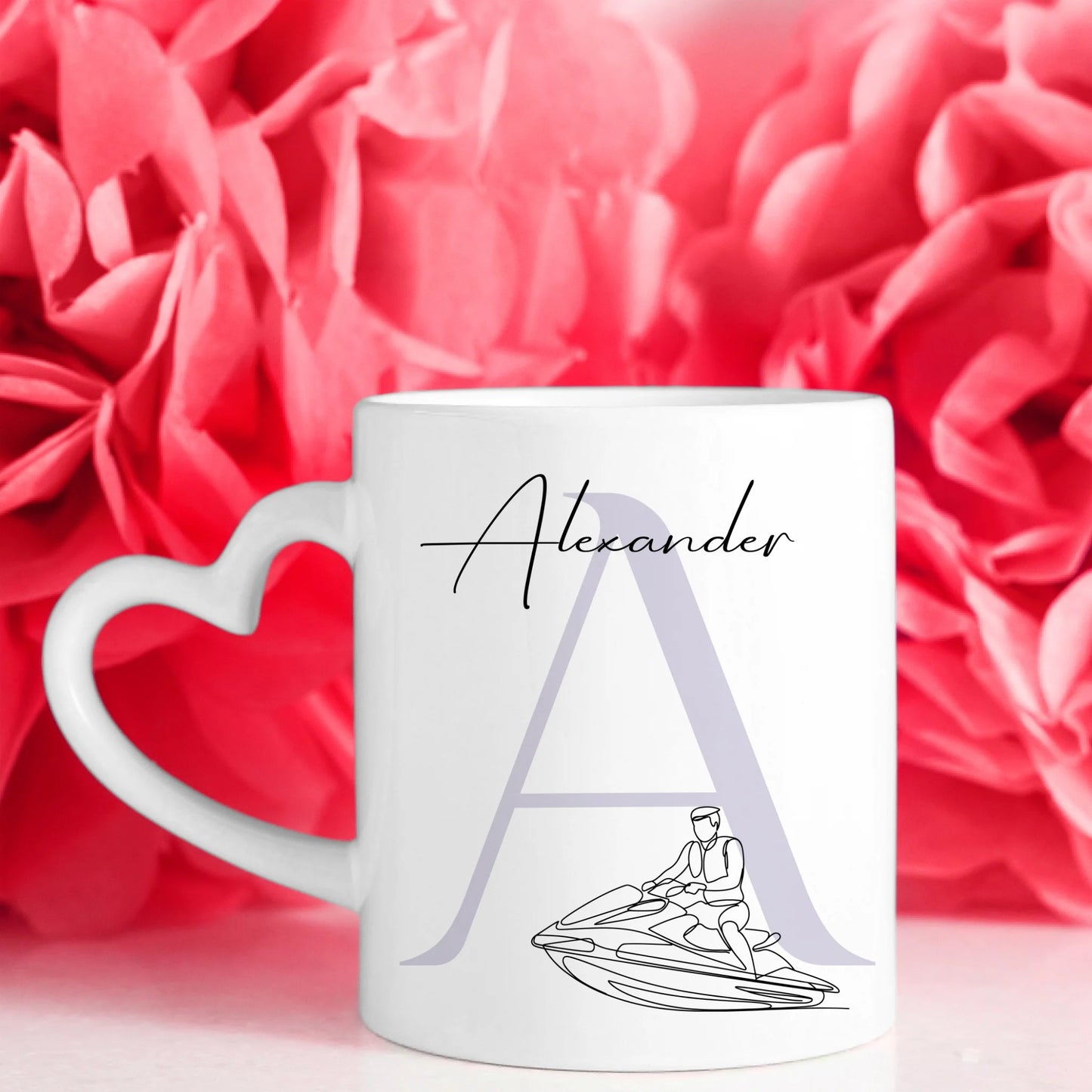 Personalisierte Tasse Mit Name Und Lineart Jetskifahren Für Jetskifahrer 7