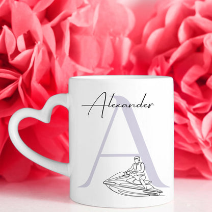Personalisierte Tasse Mit Name Und Lineart Jetskifahren Für Jetskifahrer 7