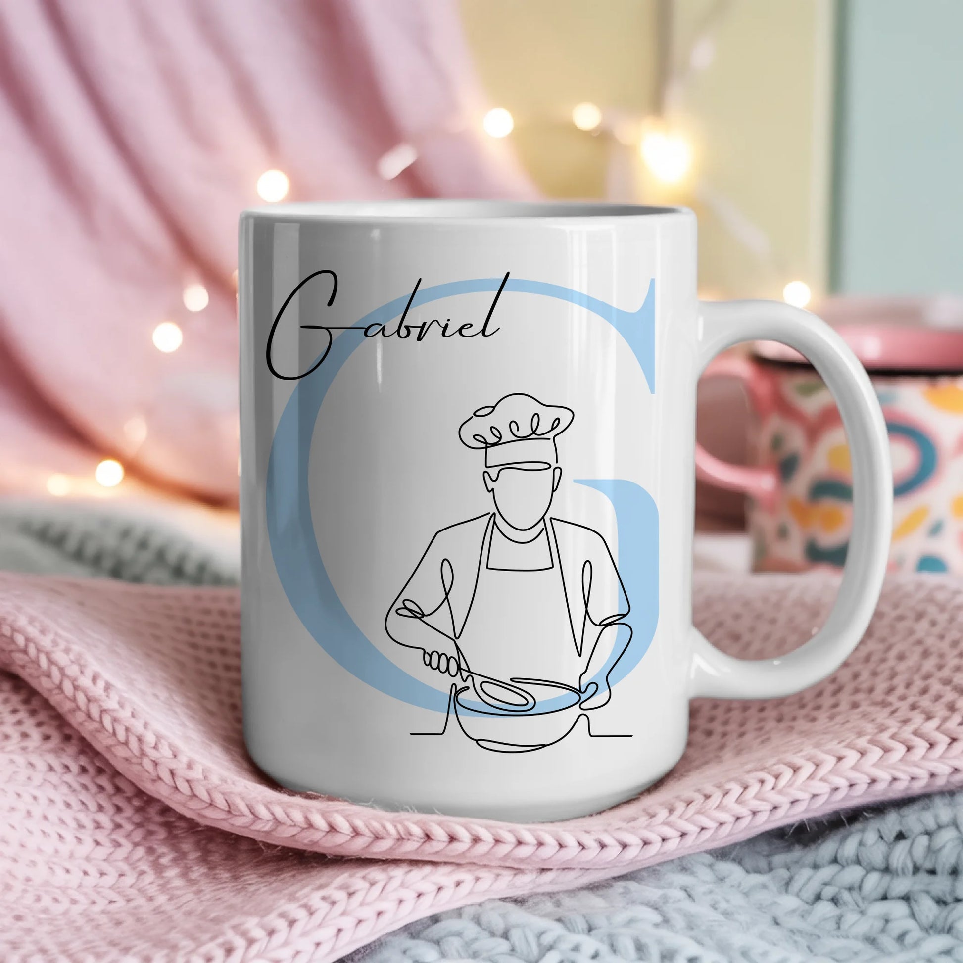 Ausgefallene Tassen Mit Name Lineart Kochen Koch Personalisierte Geschenke für Küchenliebhaber 4