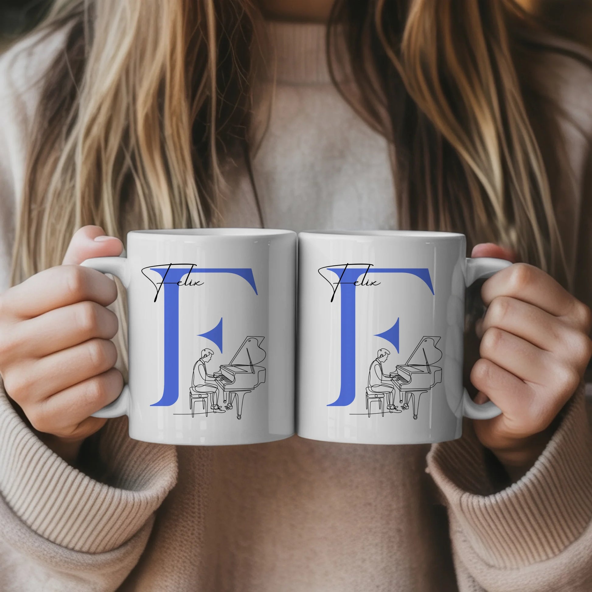 Personalisierte Tasse Mit Name Und Lineart Klavier Pianist Geschenkidee 5