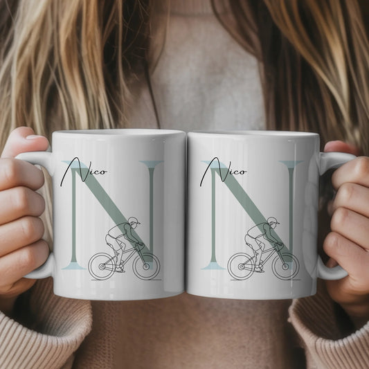 Ausgefallene Tassen Mit Name Lineart Mountainbiken Mountainbiker Personalisiert 1