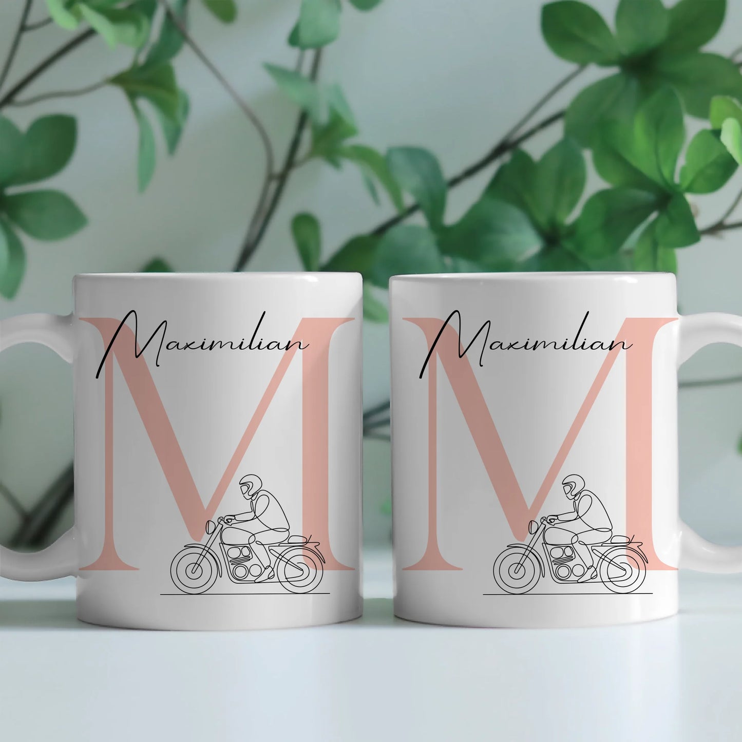Personalisierte Tasse Mit Name Lineart Motorradfahren Motorradfahrer Geschenkidee 2