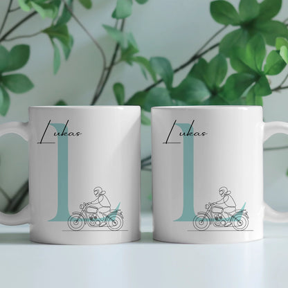 Ausgefallene Tassen Mit Name Lineart Motorradfahren Motorradfahrer Personalisiertes Geschenk 2