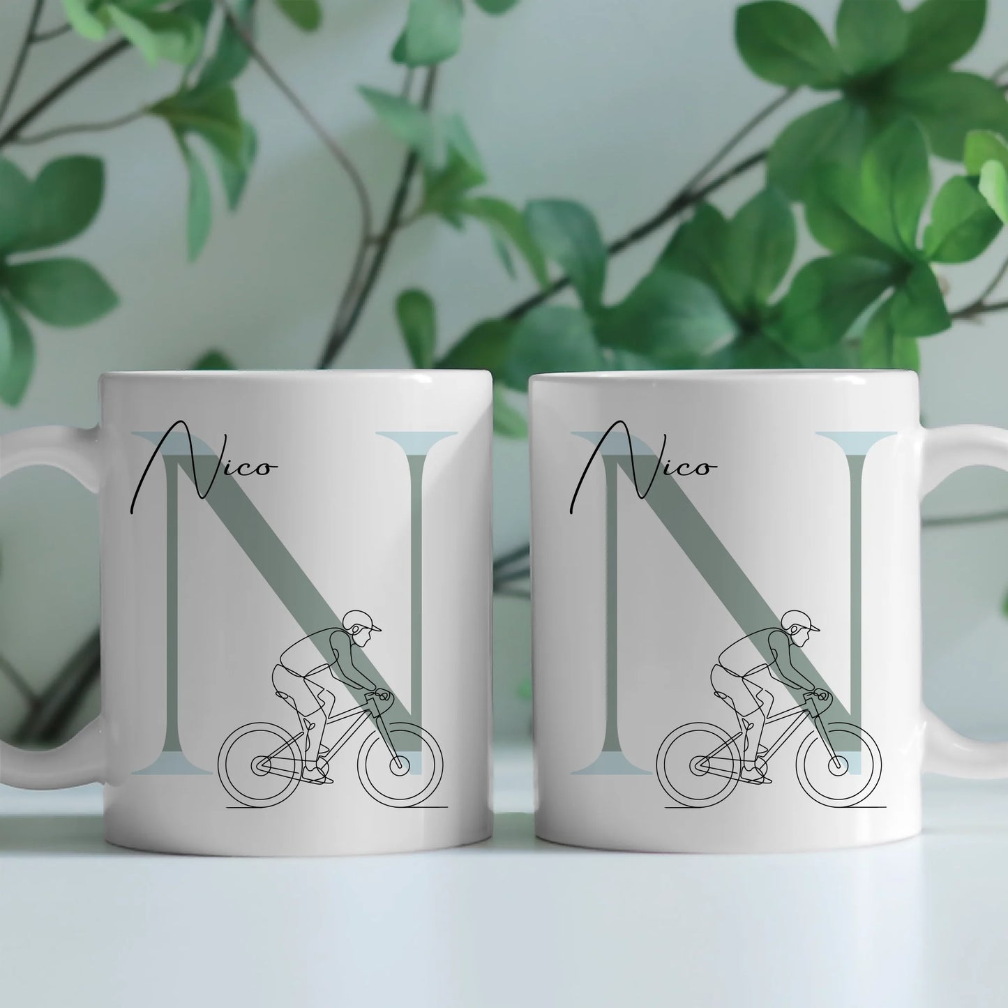Ausgefallene Tassen Mit Name Lineart Mountainbiken Mountainbiker Personalisiert 2