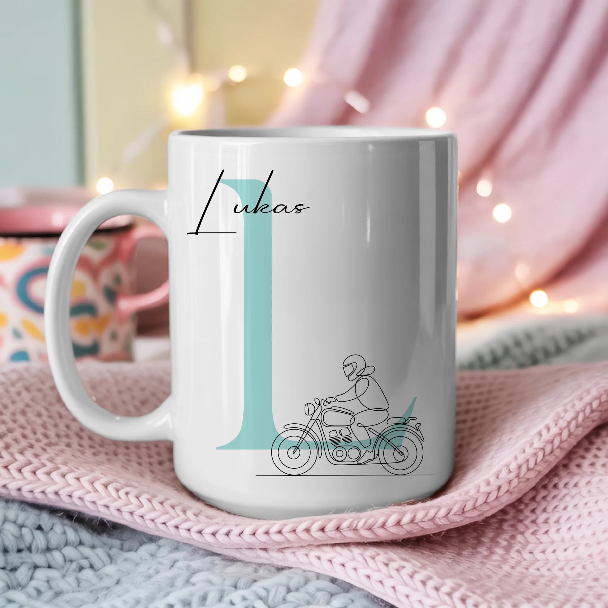 Ausgefallene Tassen Mit Name Lineart Motorradfahren Motorradfahrer Personalisiertes Geschenk 3