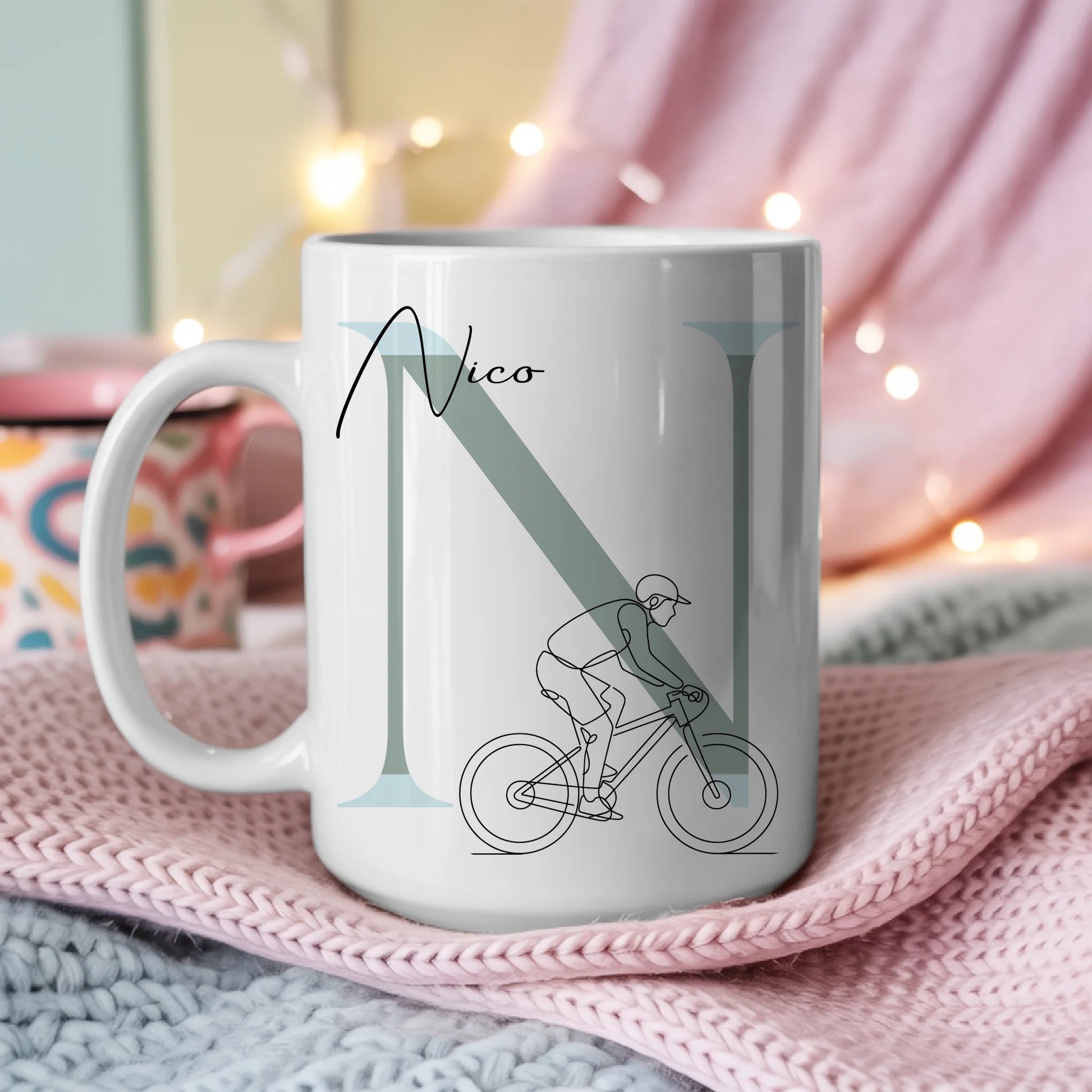 Ausgefallene Tassen Mit Name Lineart Mountainbiken Mountainbiker Personalisiert 3
