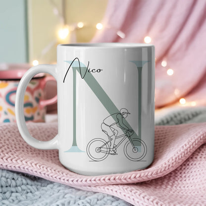 Ausgefallene Tassen Mit Name Lineart Mountainbiken Mountainbiker Personalisiert 3