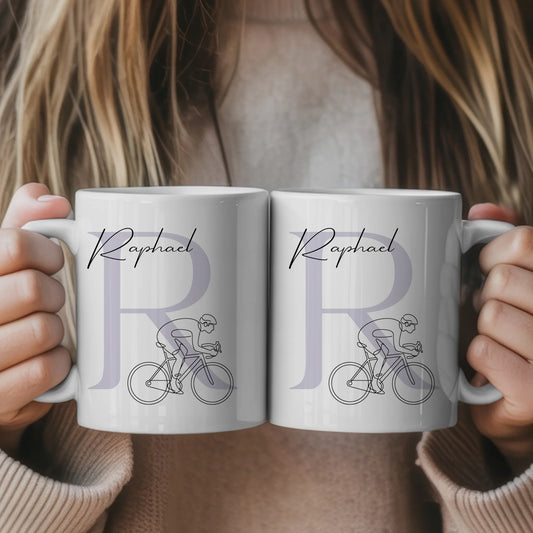 Personalisierte Tasse Mit Name Lineart Rennradfahren Rennradfahrer Geschenk für Radliebhaber 1