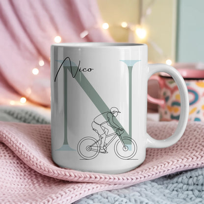 Ausgefallene Tassen Mit Name Lineart Mountainbiken Mountainbiker Personalisiert 4