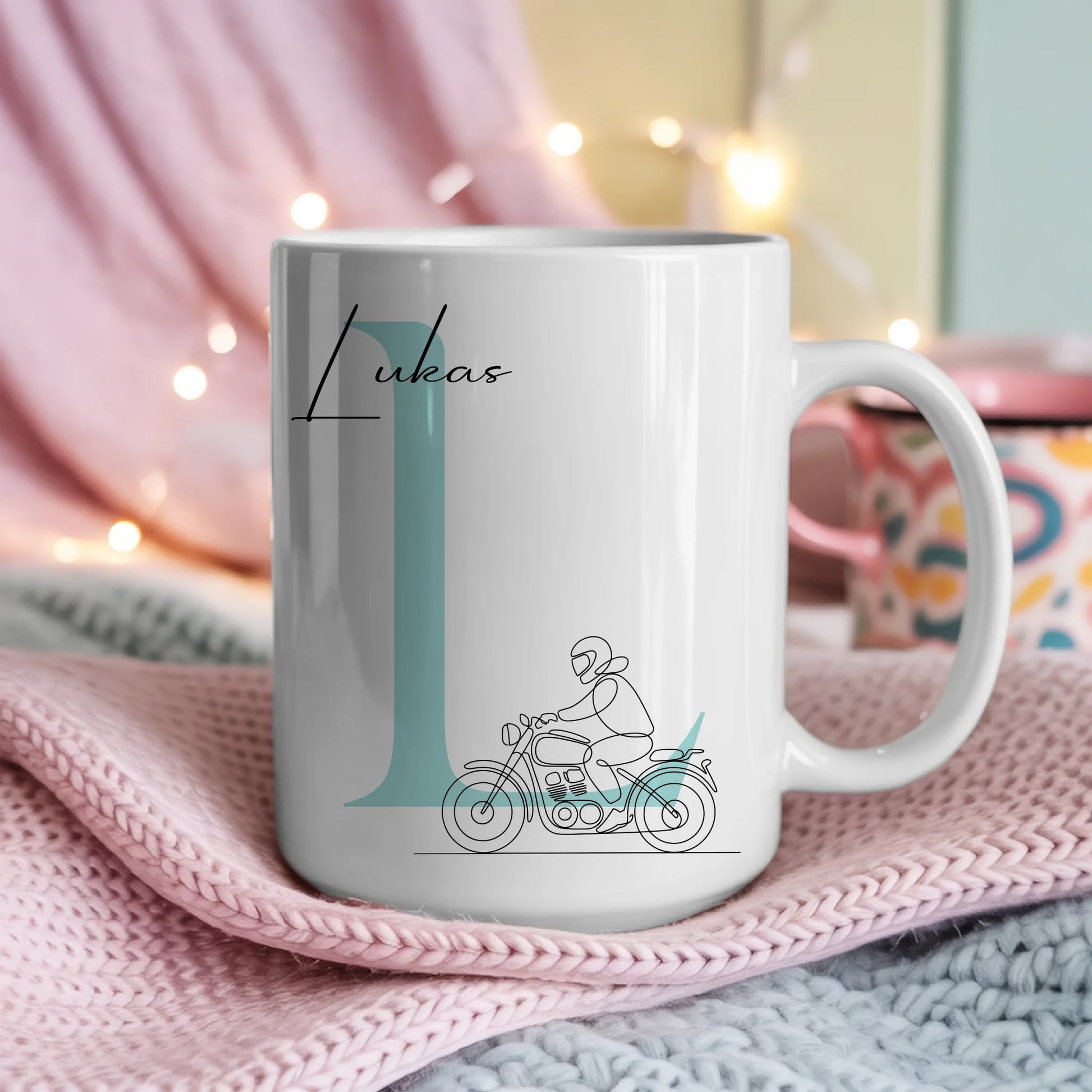 Ausgefallene Tassen Mit Name Lineart Motorradfahren Motorradfahrer Personalisiertes Geschenk 4