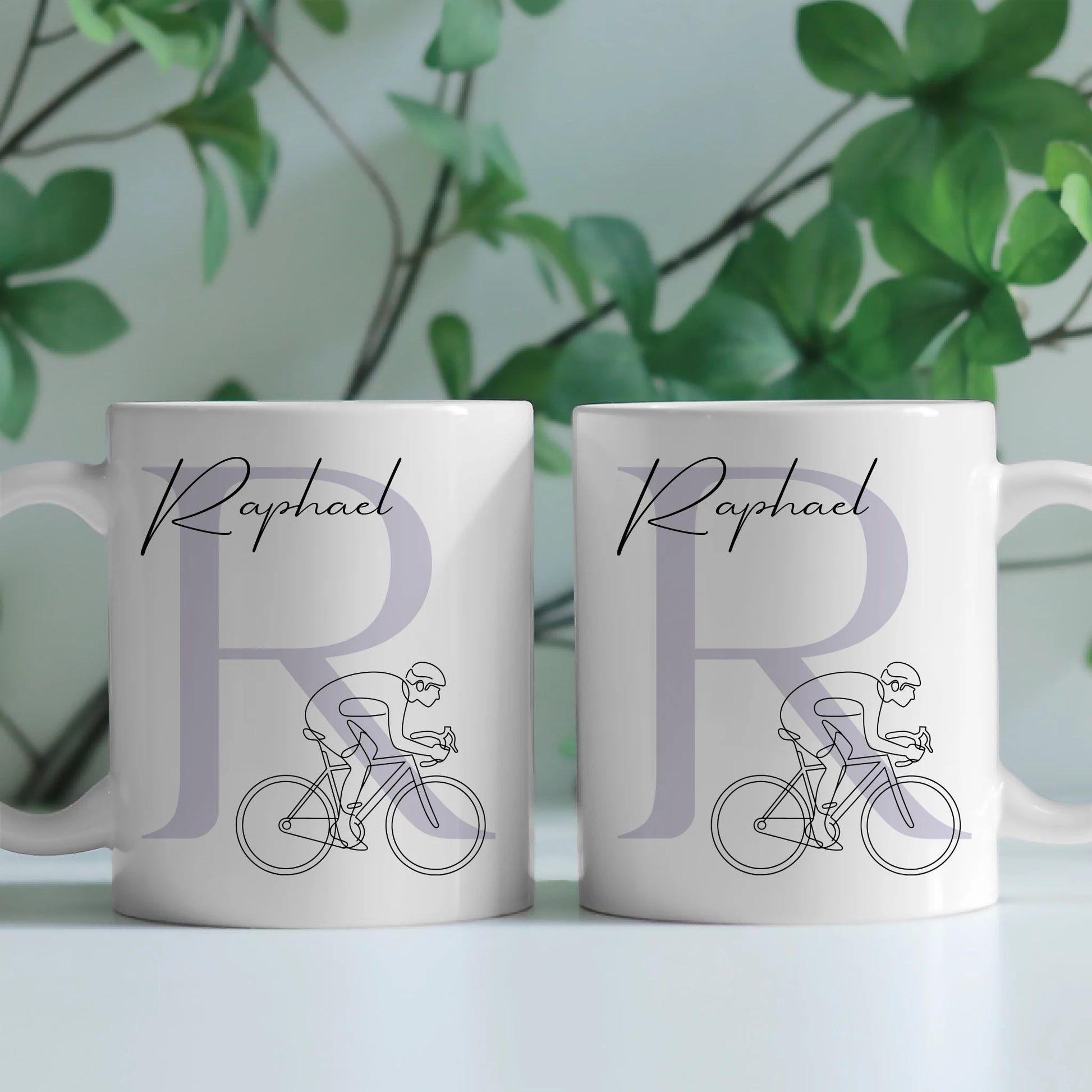 Personalisierte Tasse Mit Name Lineart Rennradfahren Rennradfahrer Geschenk für Radliebhaber 2