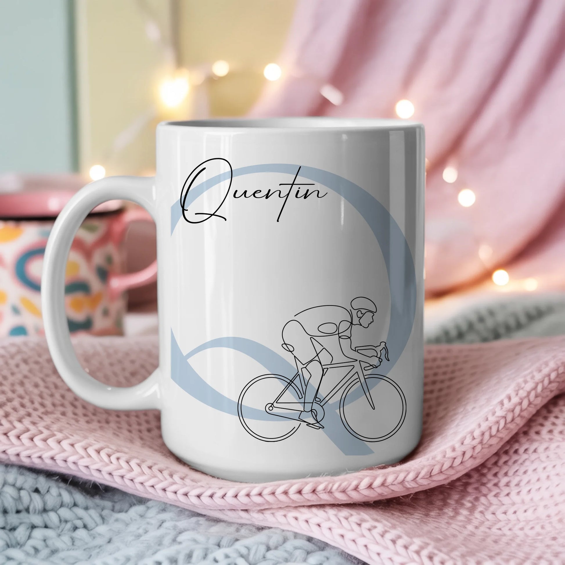 Personalisierte Tasse Mit Name Lineart Rennradfahren Rennradfahrer Geschenk für Radfahrer 3