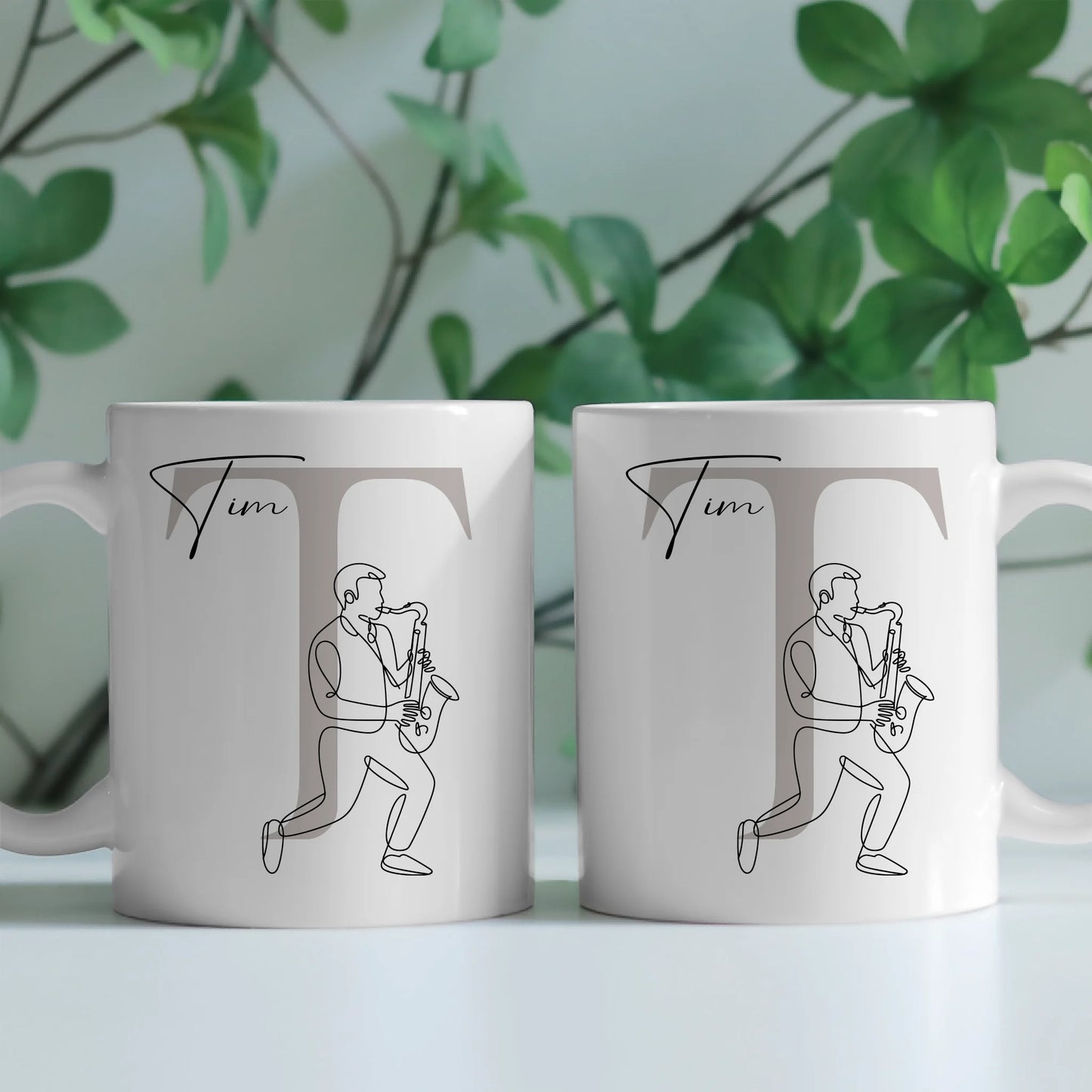 Personalisierte Tasse Mit Name Lineart Saxophon Saxophonist Geschenk 2