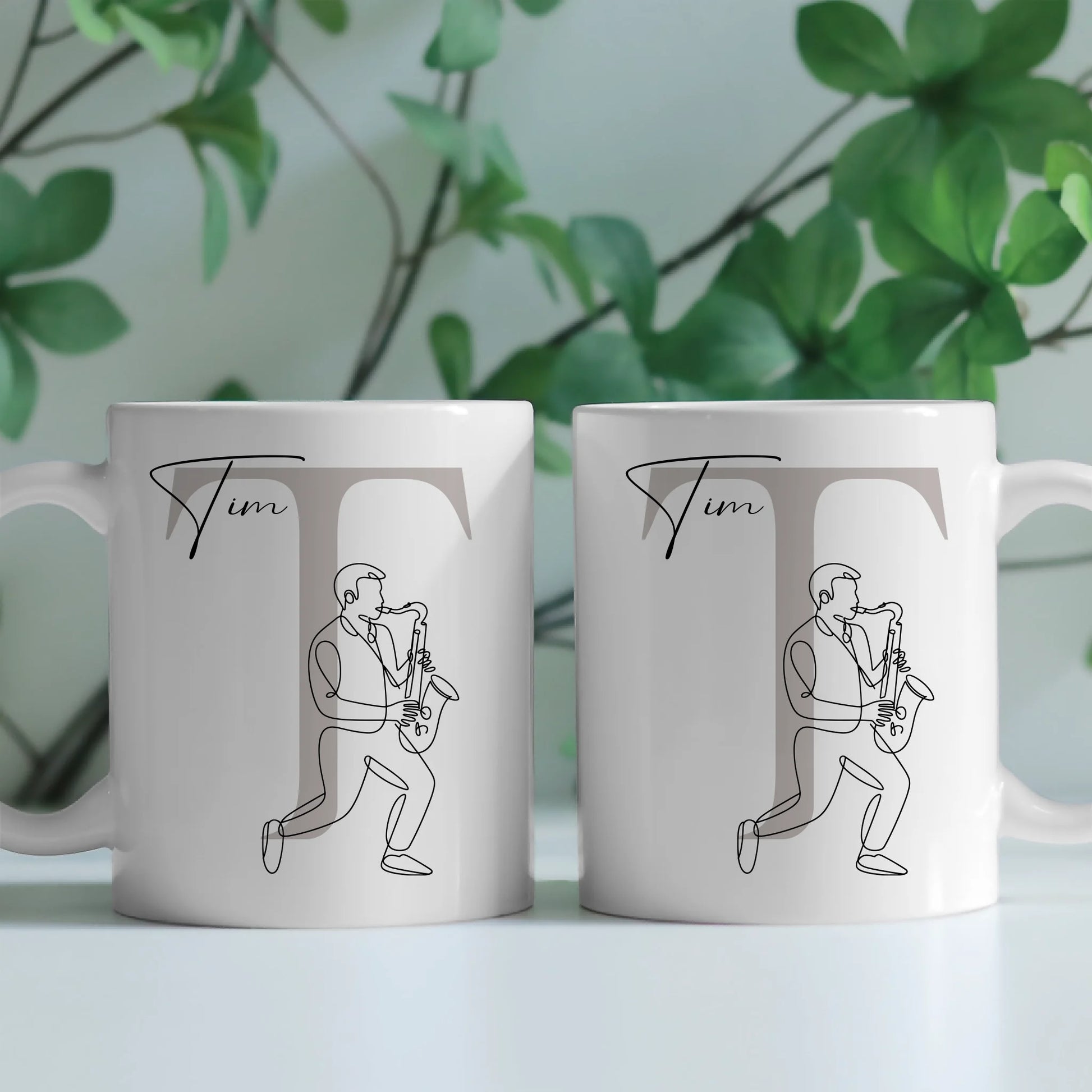 Personalisierte Tasse Mit Name Lineart Saxophon Saxophonist Geschenk 2