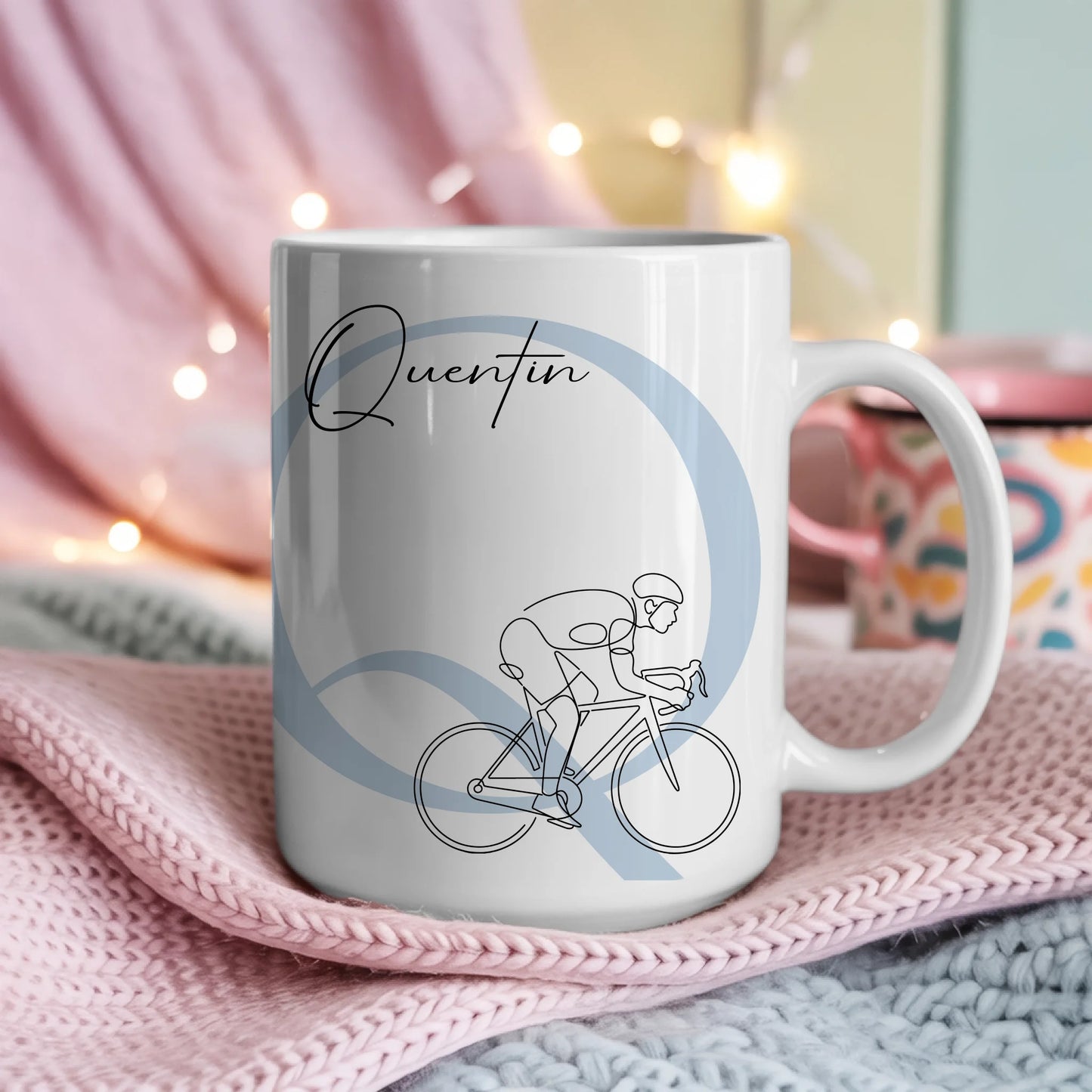 Personalisierte Tasse Mit Name Lineart Rennradfahren Rennradfahrer Geschenk für Radfahrer 4