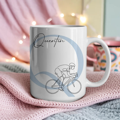 Personalisierte Tasse Mit Name Lineart Rennradfahren Rennradfahrer Geschenk für Radfahrer 4