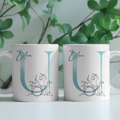 Tasse Mit Name Und Lineart Schlagzeuger Personalisiertes Geschenk 2