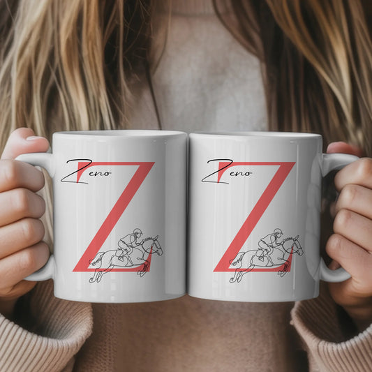 Ausgefallene Tassen Mit Name Lineart Springreiten Springreiter Personalisiert 1