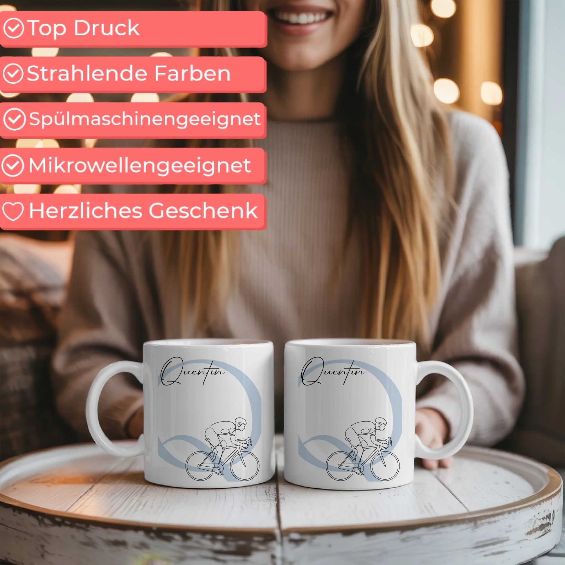Personalisierte Tasse Mit Name Lineart Rennradfahren Rennradfahrer Geschenk für Radfahrer 6