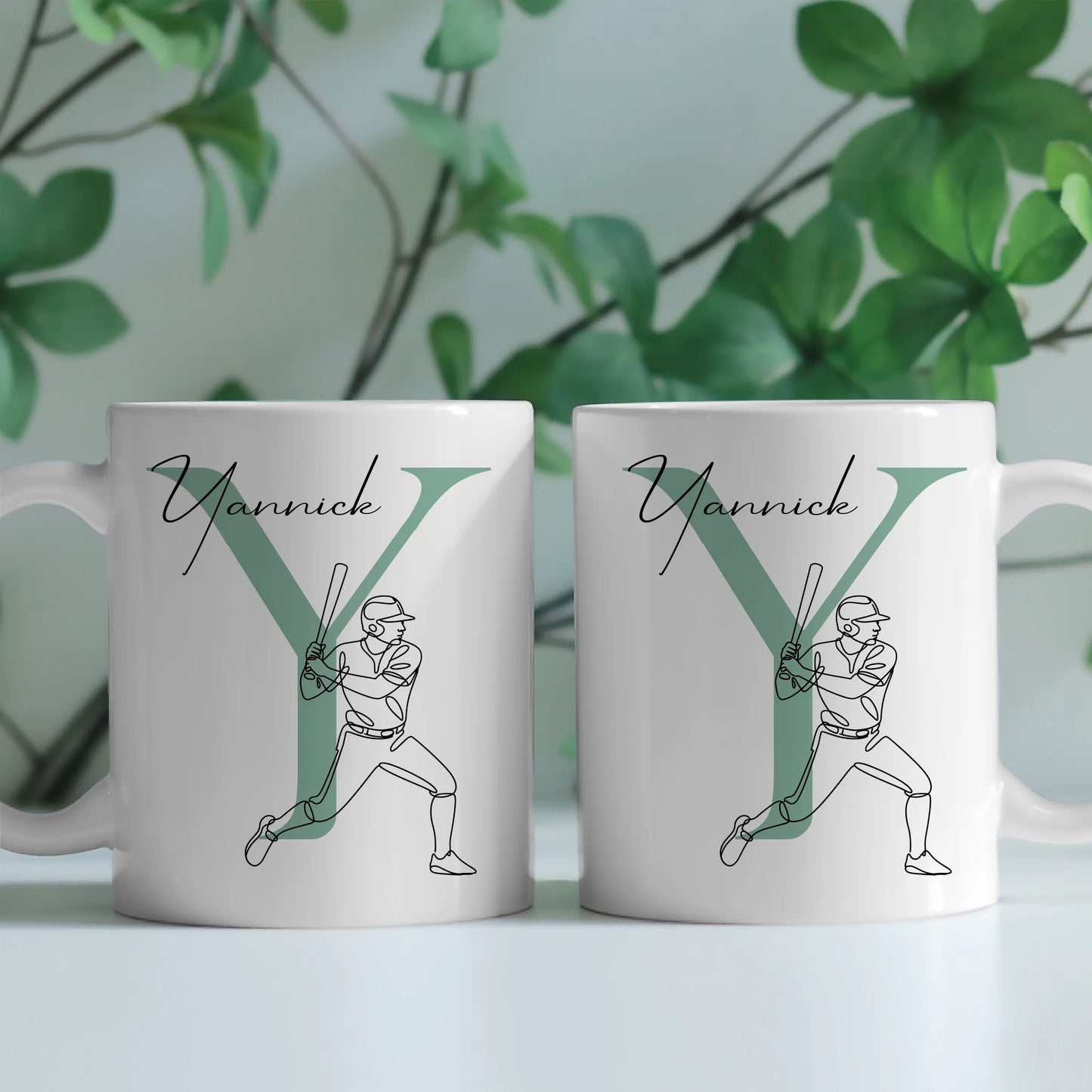Personalisierte Tasse Mit Name Und Lineart Softball Softballspieler 2