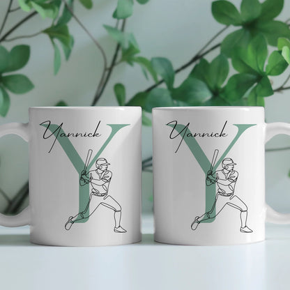 Personalisierte Tasse Mit Name Und Lineart Softball Softballspieler 2